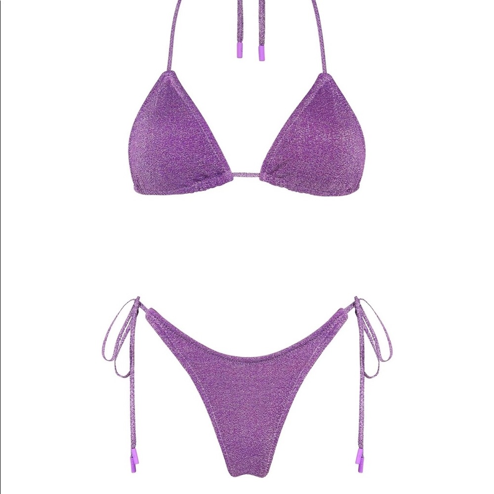 TRIANGL Sparkle Purple Bikini Set NWT